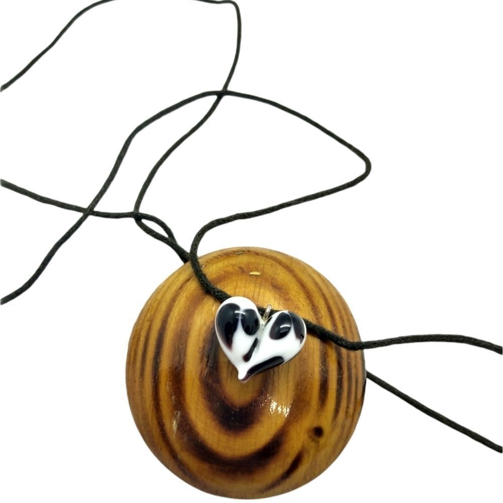Marble cowprint Dalmatian heart necklace